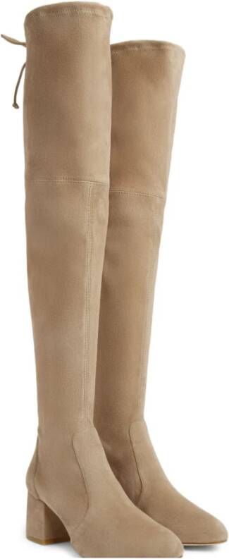 Stuart Weitzman Flareland Over-de-Knie Laars Beige Dames