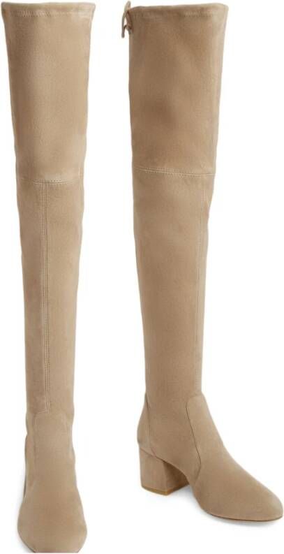 Stuart Weitzman Flareland Over-de-Knie Laars Beige Dames