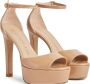 Stuart Weitzman Bruin Leren Plateau Sandalen Beige Dames - Thumbnail 2
