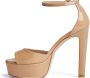 Stuart Weitzman Bruin Leren Plateau Sandalen Beige Dames - Thumbnail 3