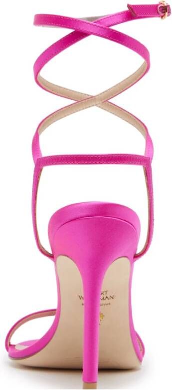 Stuart Weitzman Fuchsia satijn lamelynude 100 sandalen Roze Dames