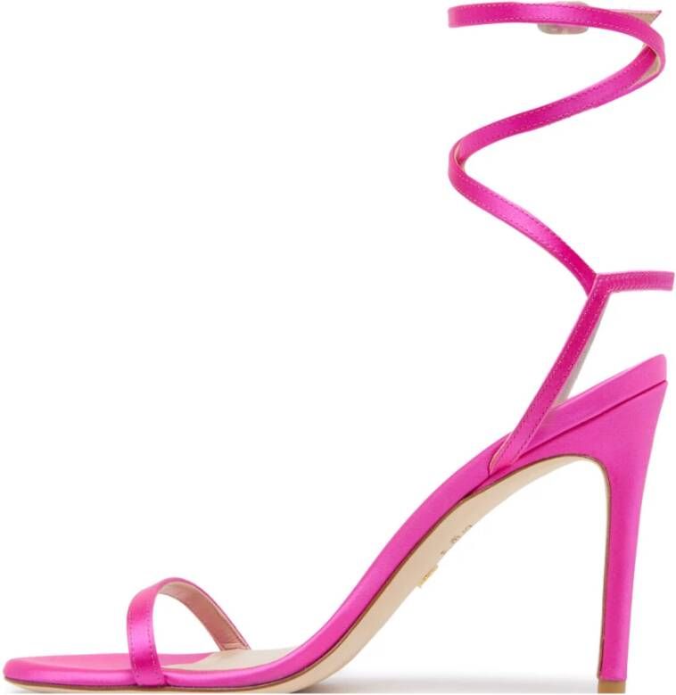 Stuart Weitzman Fuchsia satijn lamelynude 100 sandalen Roze Dames