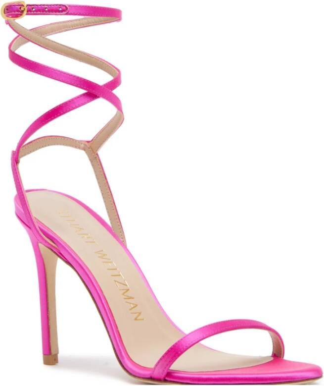 Stuart Weitzman Fuchsia satijn lamelynude 100 sandalen Roze Dames