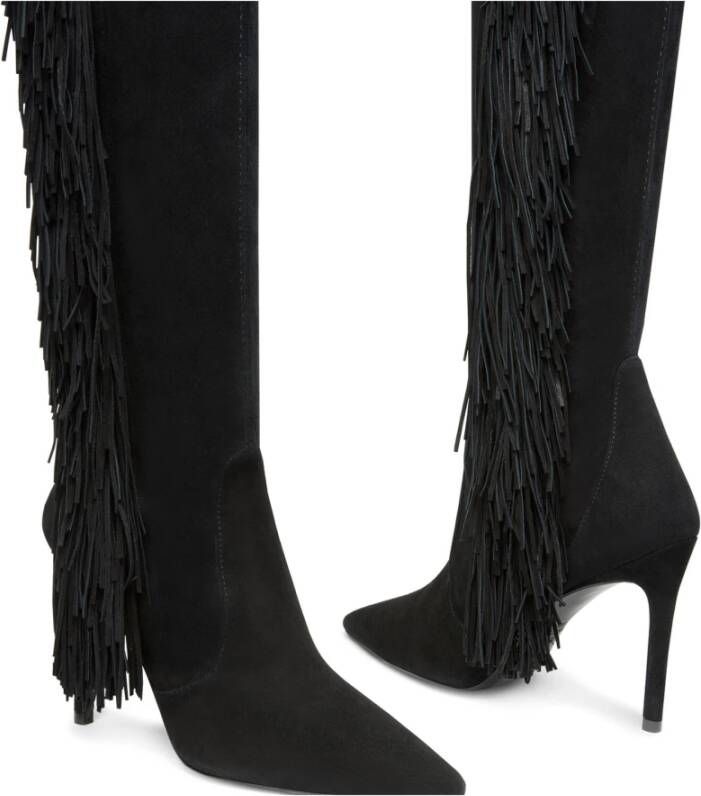 Stuart Weitzman Gedurfde franje laars Black Dames