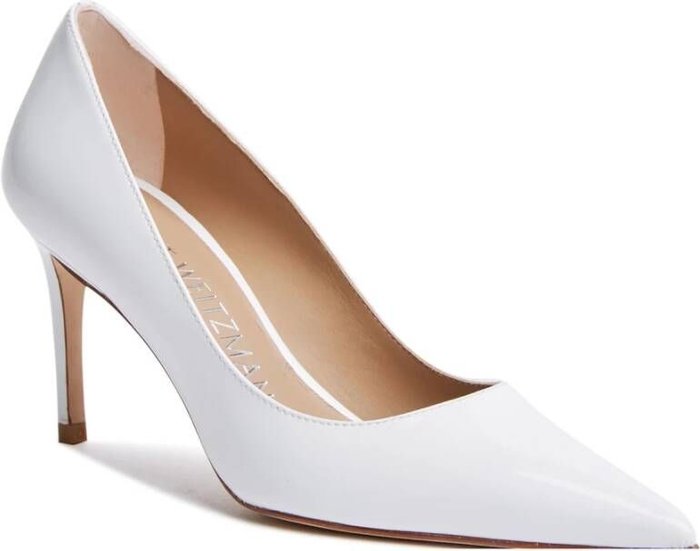 Stuart Weitzman Gepolijste minimalistische pump White Dames