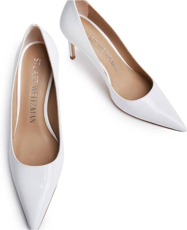 Stuart Weitzman Gepolijste minimalistische pump White Dames