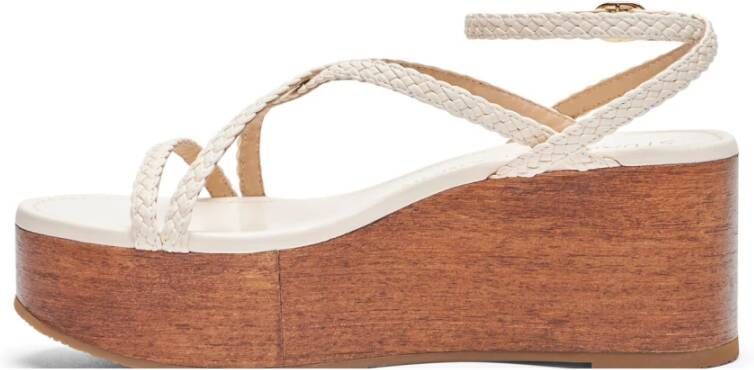 Stuart Weitzman Geweven Sleehak Sandaal Beige Dames