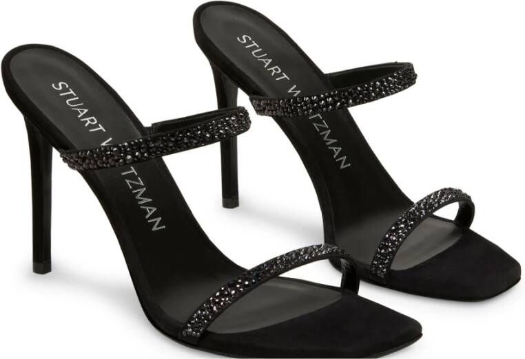 Stuart Weitzman Glamoureuze kristalversierde slide sandaal Black Dames