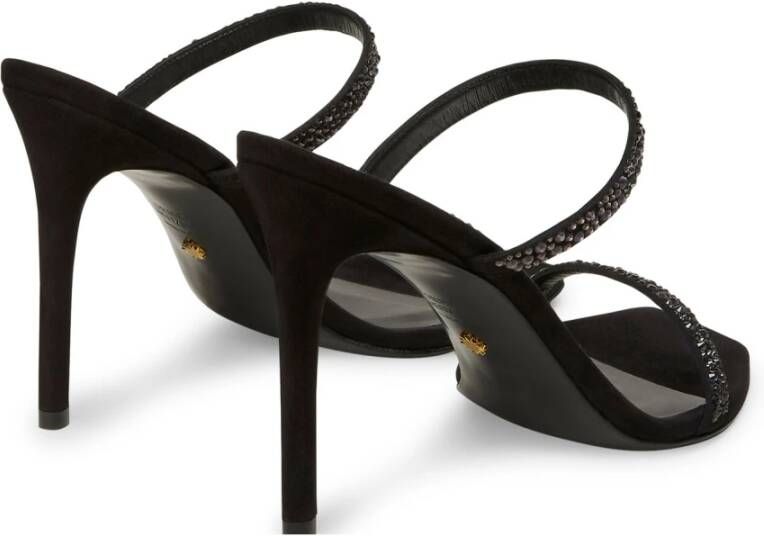 Stuart Weitzman Glamoureuze kristalversierde slide sandaal Black Dames
