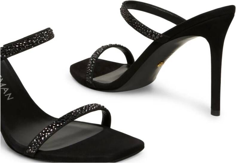 Stuart Weitzman Glamoureuze kristalversierde slide sandaal Black Dames