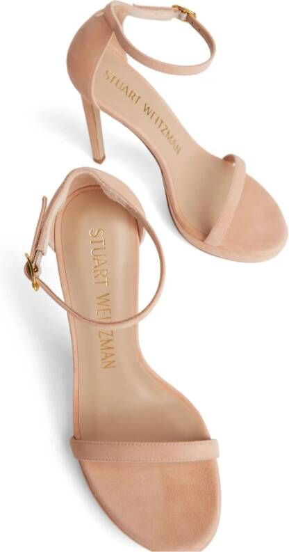 Stuart Weitzman Glamoureuze Nudist Disco Hoge Hak Sandalen Beige Dames