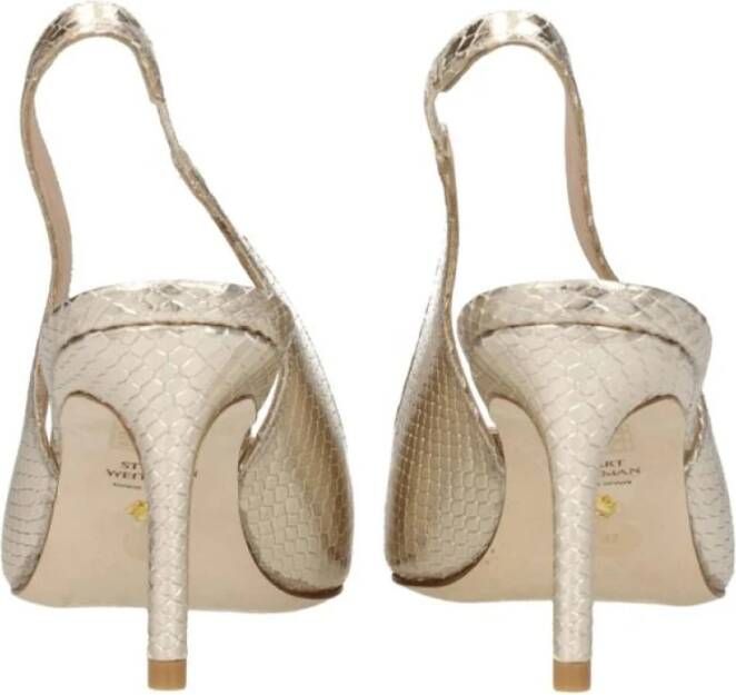 Stuart Weitzman Gouden Leren Puntige Neus Sandalen