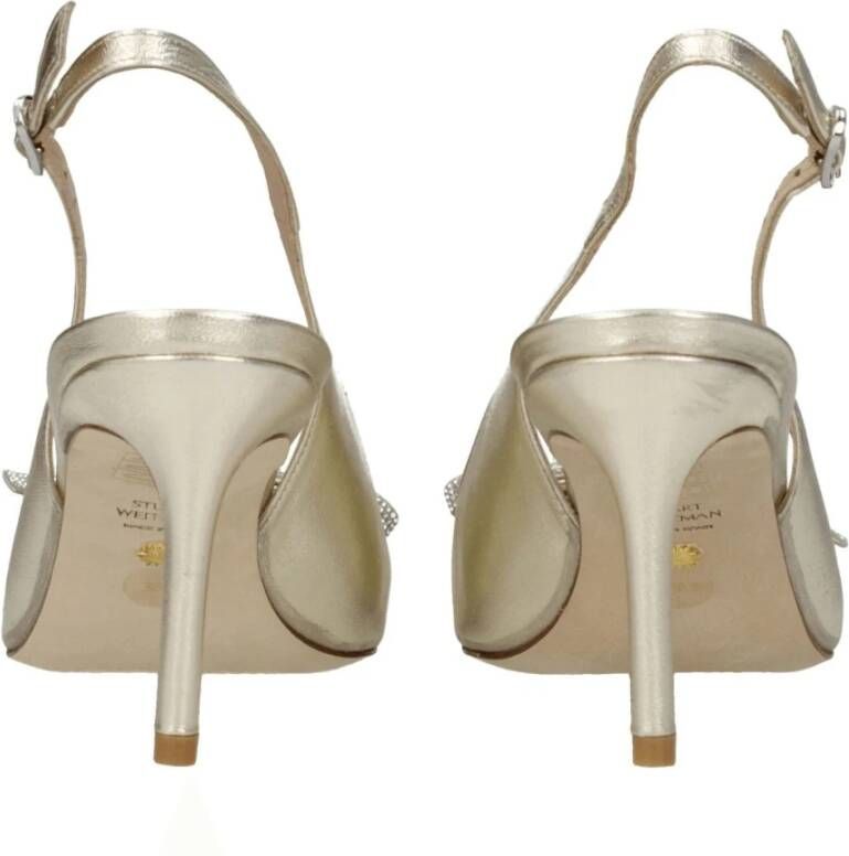Stuart Weitzman Gouden Leren Sandaal Hoge Hak
