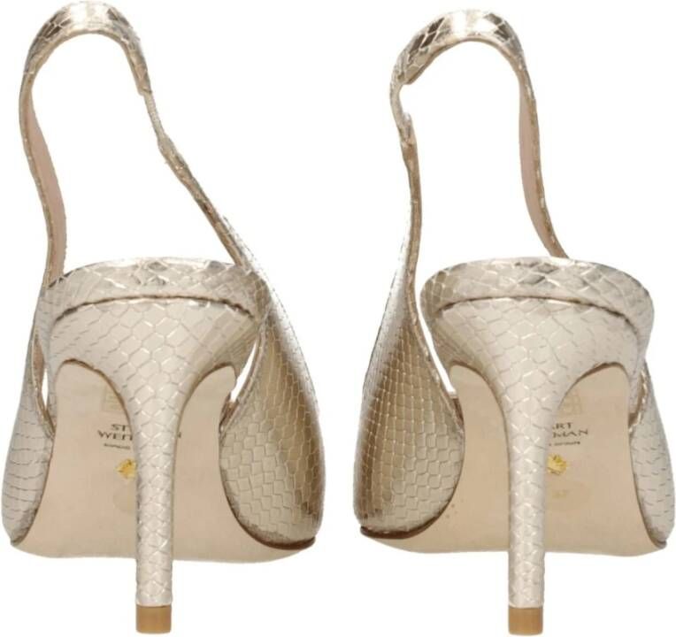 Stuart Weitzman Gouden Leren Sandaal Slangenprint