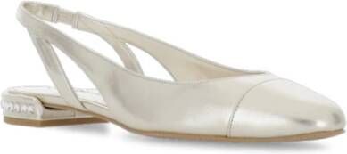 Stuart Weitzman Gouden leren slingback platte schoenen Beige Dames