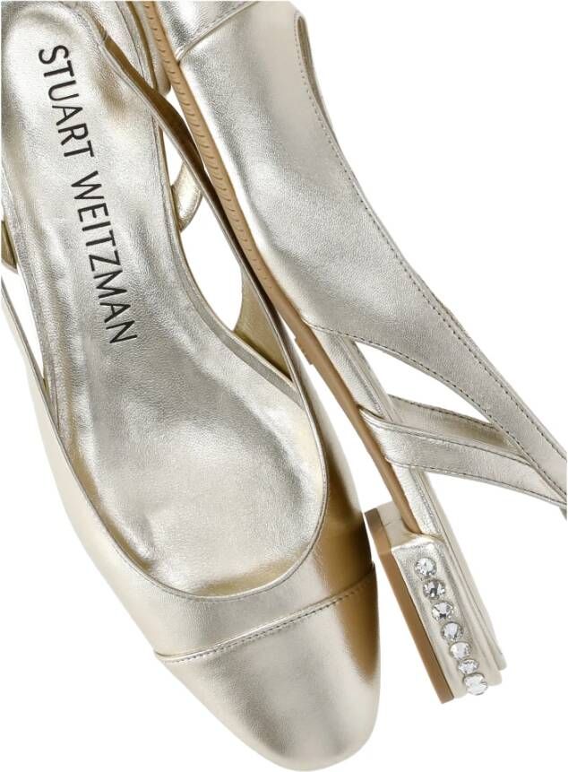 Stuart Weitzman Gouden leren slingback platte schoenen Beige Dames