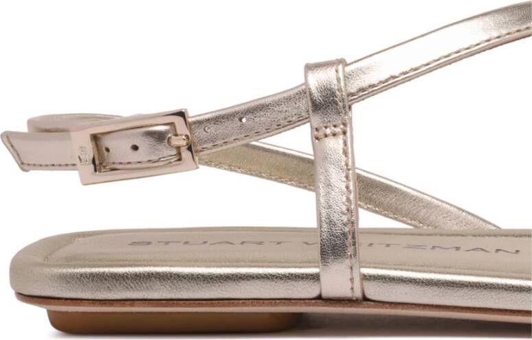 Stuart Weitzman Gouden Sandalen met Kruisband