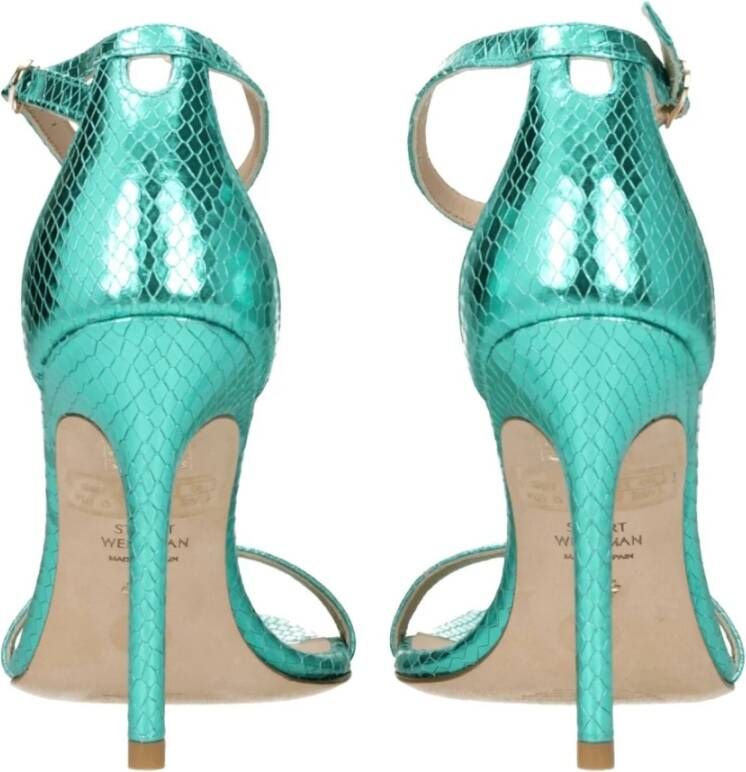 Stuart Weitzman Groene leren hoge hak sandaal