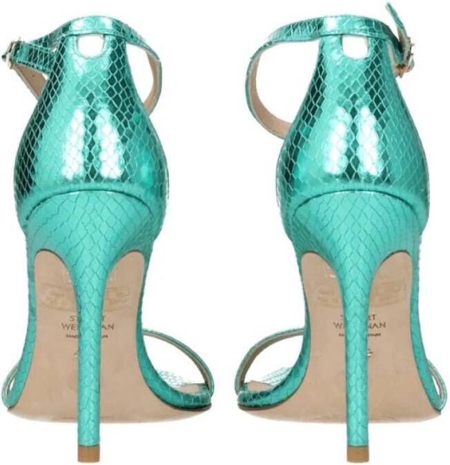 Stuart Weitzman Groene leren hoge hak sandalen