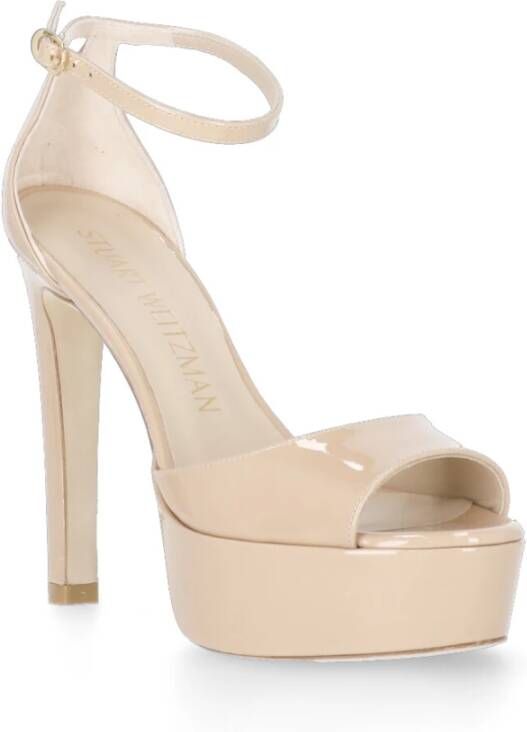 Stuart Weitzman Bruin Leren Plateau Sandalen Beige Dames - Foto 5
