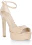 Stuart Weitzman Bruin Leren Plateau Sandalen Beige Dames - Thumbnail 5