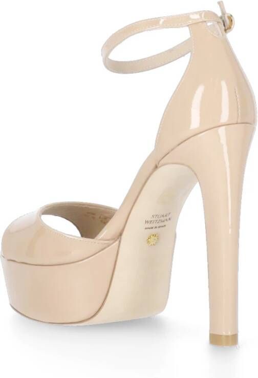 Stuart Weitzman Bruin Leren Plateau Sandalen Beige Dames - Foto 6