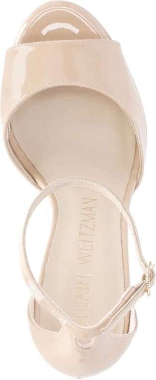 Stuart Weitzman Bruin Leren Plateau Sandalen Beige Dames - Foto 7