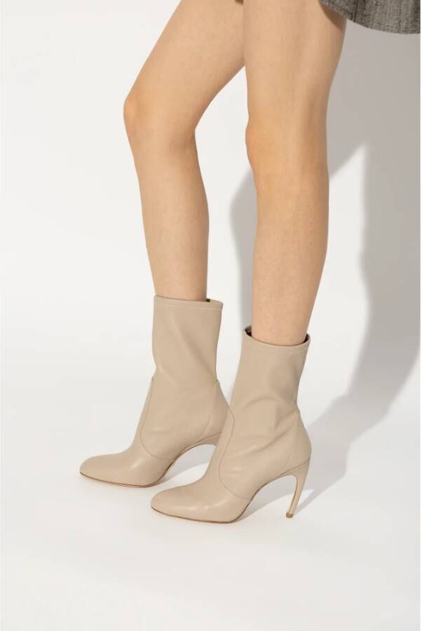 Stuart Weitzman Hoge enkellaarsjes met hak 'Lxecrve' Beige Dames