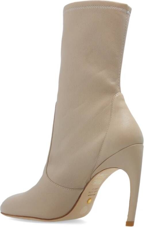 Stuart Weitzman Hoge enkellaarsjes met hak 'Lxecrve' Beige Dames