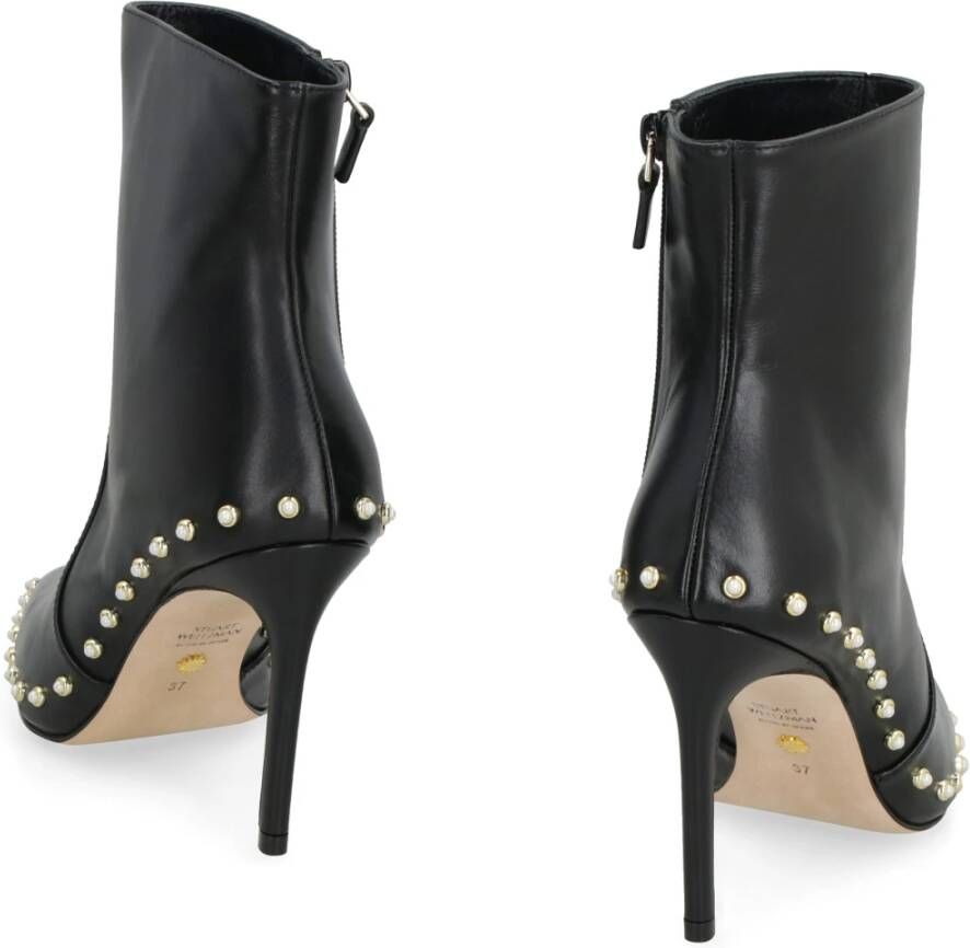 Stuart Weitzman Leren puntige enkellaarzen met stilettohakken