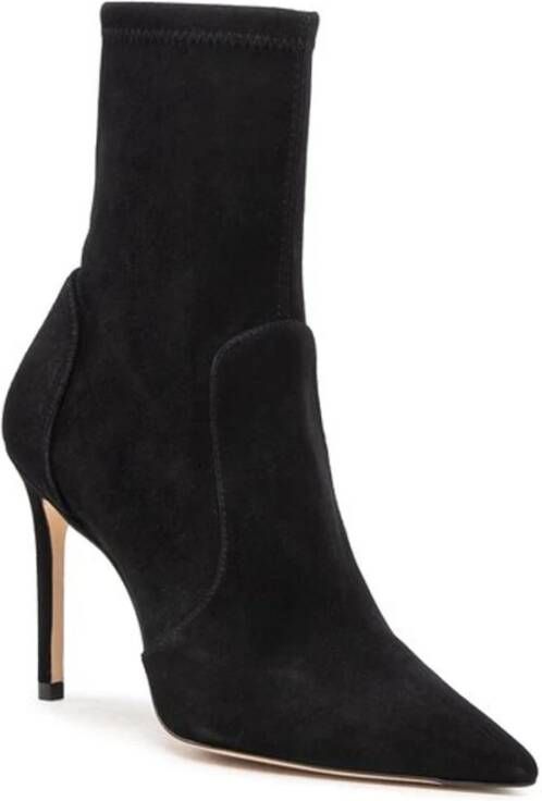 Stuart Weitzman Leren Stretch Laarzen Puntige Neus Hak Black Dames