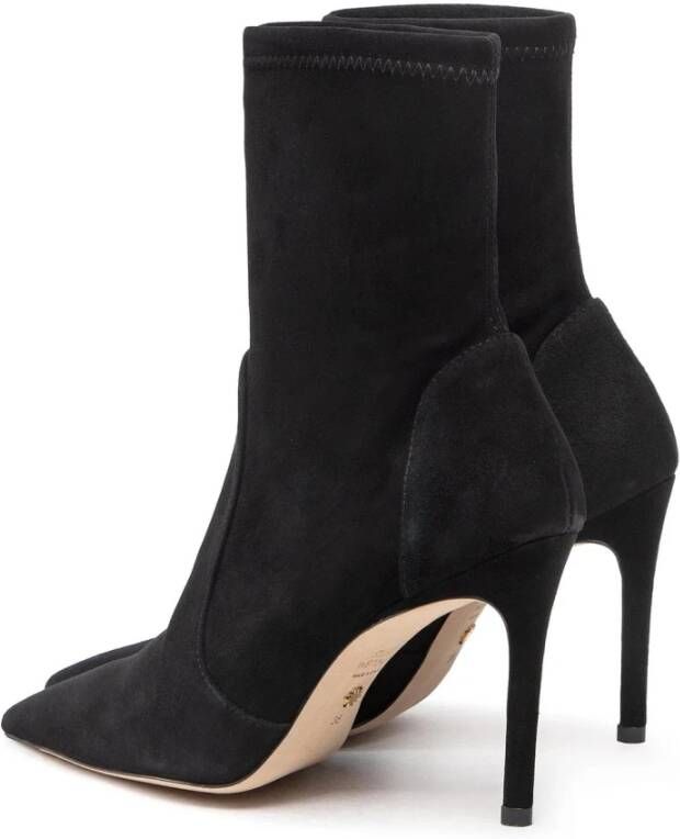Stuart Weitzman Leren Stretch Laarzen Puntige Neus Hak Black Dames