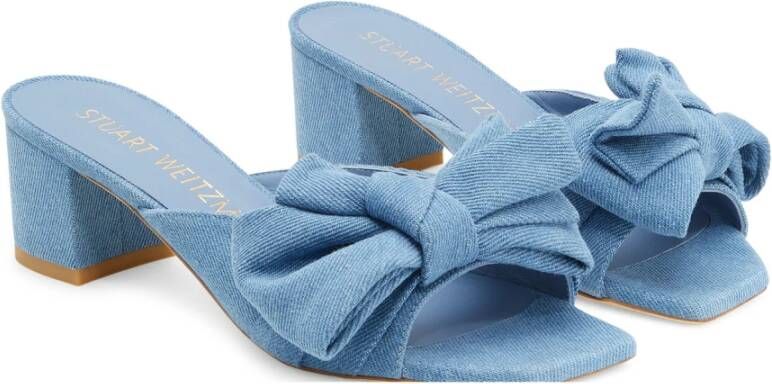 Stuart Weitzman Loveknot 50 Block Slide Blauw Dames