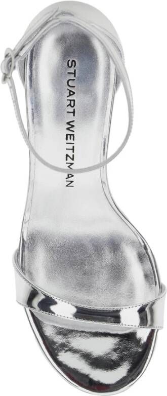 Stuart Weitzman Metallic Block Heel Lakleren Sandalen