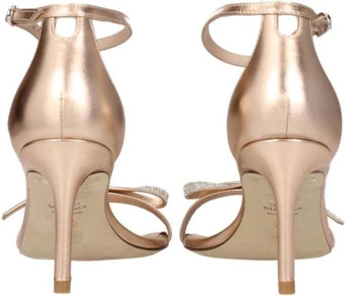 Stuart Weitzman Metallic Leren Mid Heel Sandalen