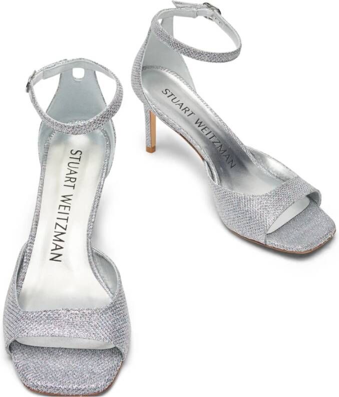 Stuart Weitzman Moderne Vierkante Teen Sandaal Gray Dames