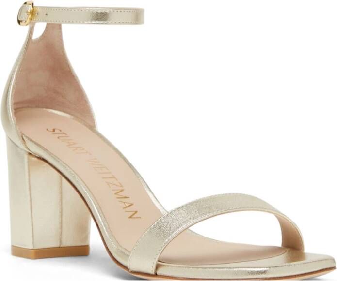 Stuart Weitzman Nudistcurve 75 Block Sandal Beige Dames