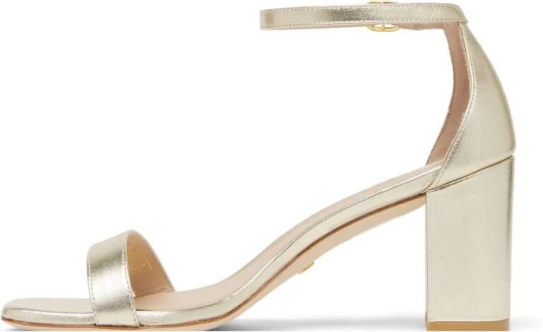 Stuart Weitzman Nudistcurve 75 Block Sandal Beige Dames