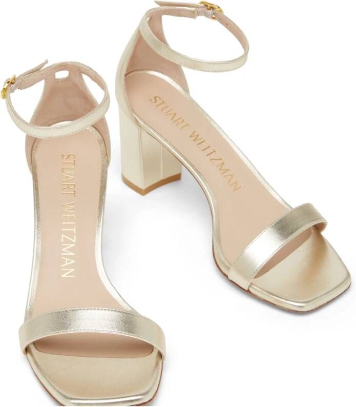 Stuart Weitzman Nudistcurve 75 Block Sandal Beige Dames