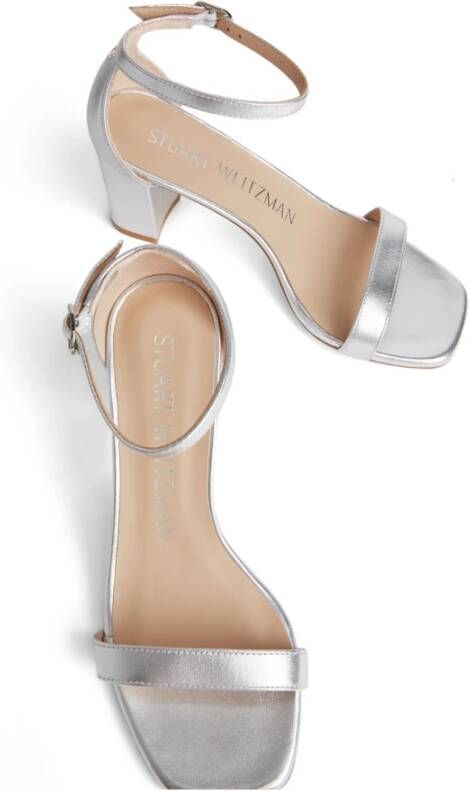 Stuart Weitzman Nudistcurve 75 Block Sandal Grijs Dames