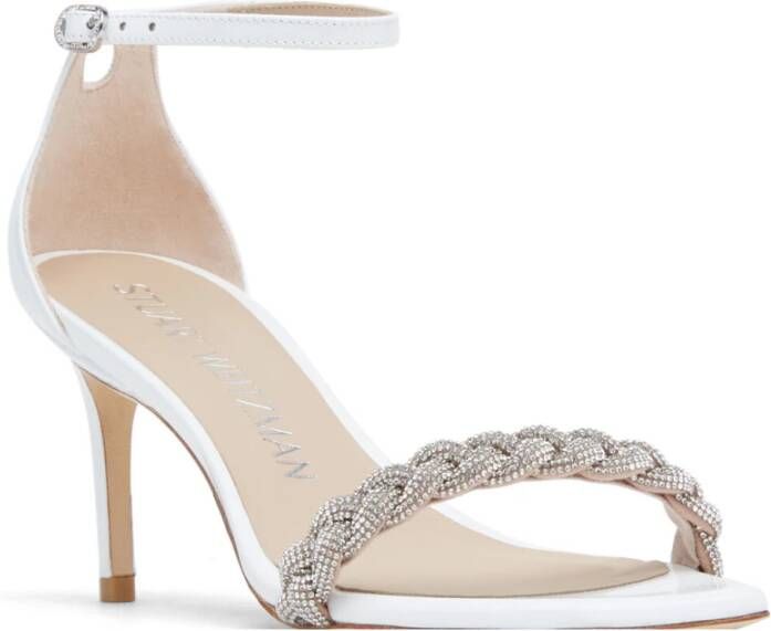 Stuart Weitzman Nudistcurve 75 Highshine Sandal Wit Dames