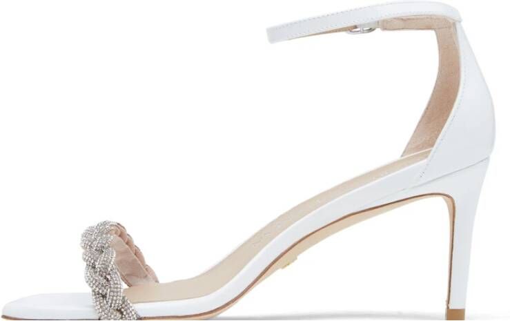 Stuart Weitzman Nudistcurve 75 Highshine Sandal Wit Dames