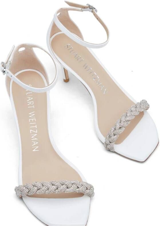 Stuart Weitzman Nudistcurve 75 Highshine Sandal Wit Dames