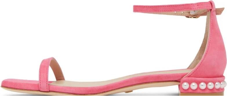 Stuart Weitzman Nudistcurve Pearl Flat Sandal Roze Dames