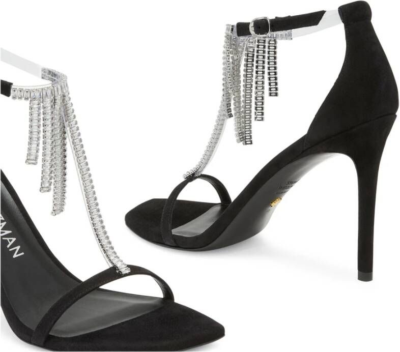 Stuart Weitzman Opulente T-Strap Sandaal met Kristallen Franjes