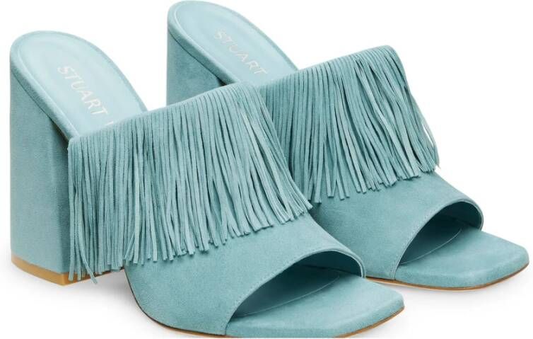 Stuart Weitzman Opvallende Fringe Slide Sandaal Green Dames