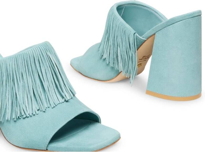 Stuart Weitzman Opvallende Fringe Slide Sandaal Green Dames