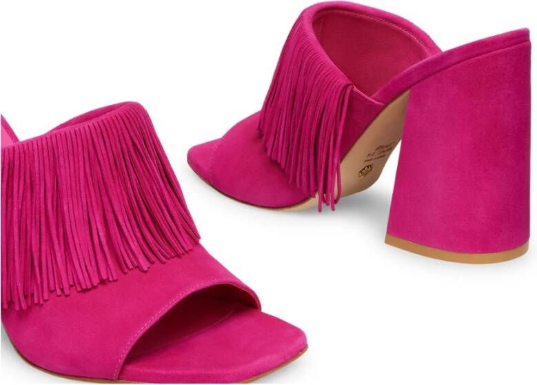 Stuart Weitzman Opvallende Slide Sandaal met Franjes