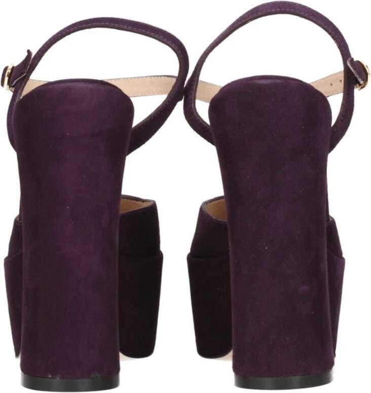 Stuart Weitzman Paarse Leren Plateau Sandalen