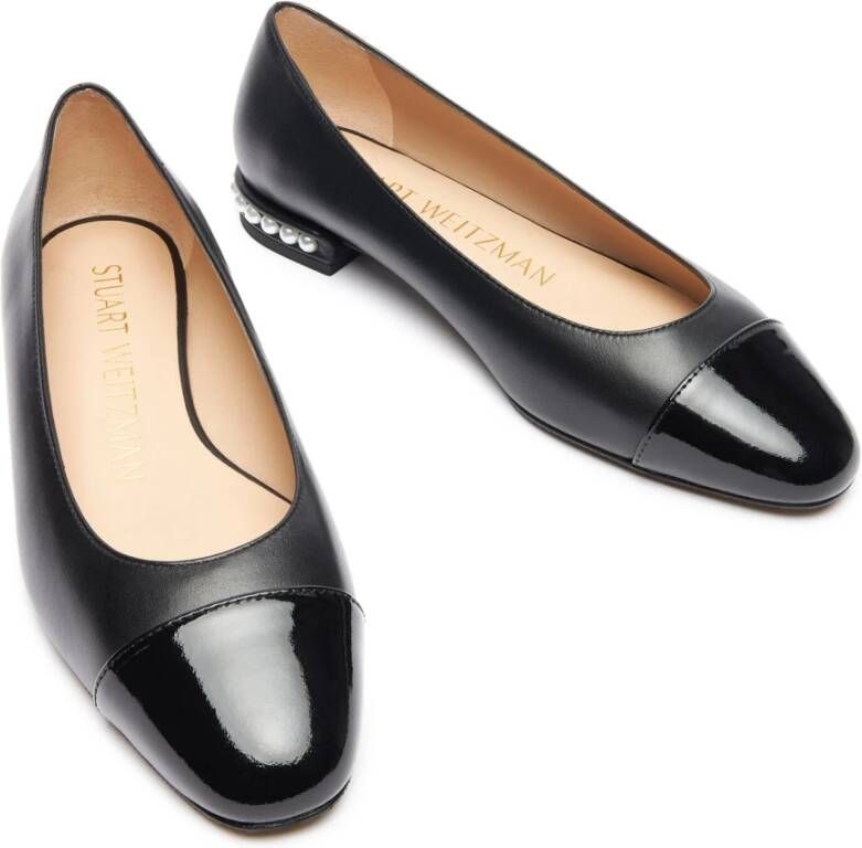 Stuart Weitzman Parelversierde Ballet Flat Black Dames